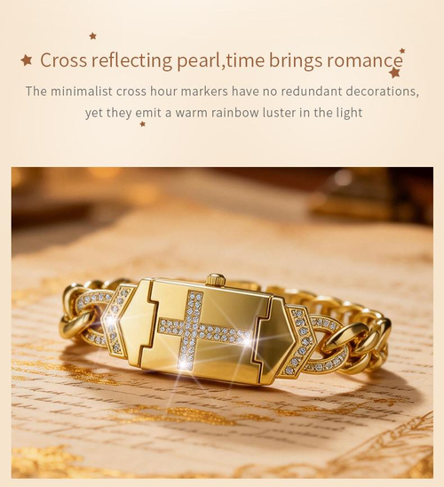 ✨DLJ-CePin✨Affordable Luxury Diamond-Set British-Style Bracelet Watch with Cross-Shaped Clasp