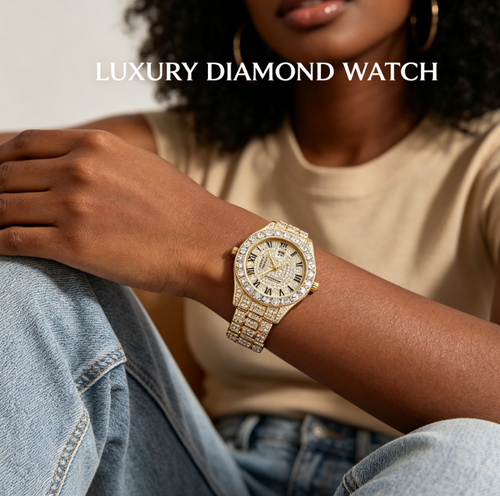 ✨DLJ-CePin✨Steel-strap watch with diamond-set Roman numerals