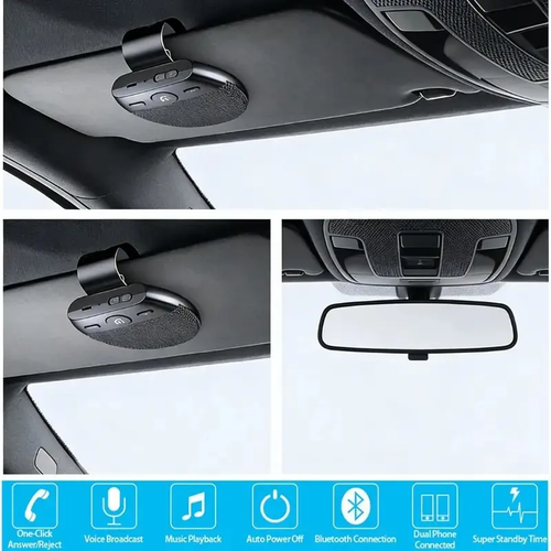 ✨DLJ-CePin✨🚗 Bluetooth 5.0 Car Sun Visor Speakerphone – Hands-Free Wireless Car Kit with HD Sound Mic for Clear Calls, GPS & Music
