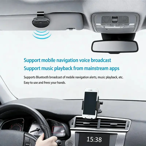 ✨DLJ-CePin✨🚗 Bluetooth 5.0 Car Sun Visor Speakerphone – Hands-Free Wireless Car Kit with HD Sound Mic for Clear Calls, GPS & Music