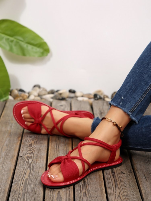 ✨DLJ-CePin✨Knot-Front Elastic Ankle Sandals – Easy Slip-On with Arch Support