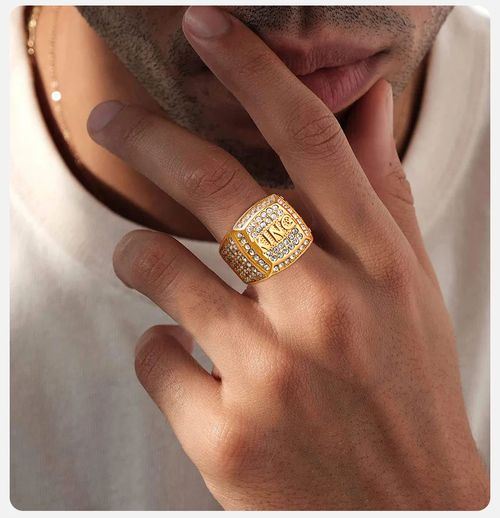 ✨DLJ✨Hiphop King Gemstone Stainless Steel Men Rings