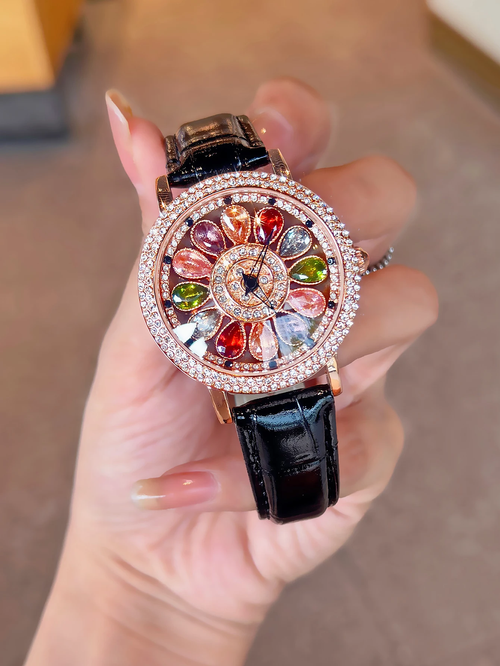 ✨DLJ✨Dazzling And Fashionable Women's Quartz Watch With Colorful Rhinestone Inlay