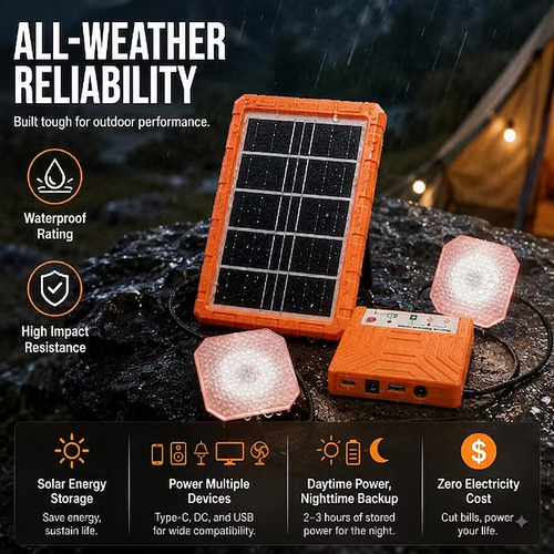 ✨DLJ-Cepin✨Portable Solar Power System with 2 LED Lights