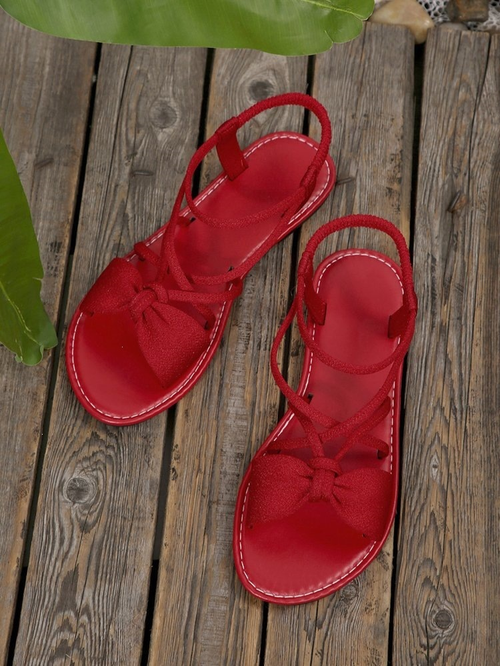 ✨DLJ-CePin✨Knot-Front Elastic Ankle Sandals – Easy Slip-On with Arch Support