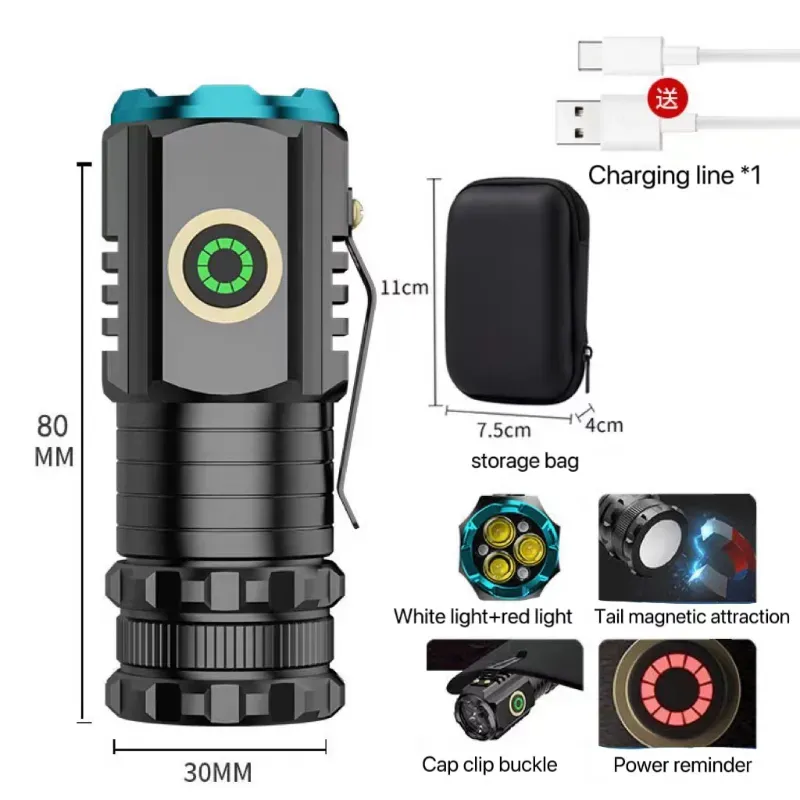 zhy♠️2026 NEW German Three-Eyed Monster Mini Flash Super Power Flashlight♠️
