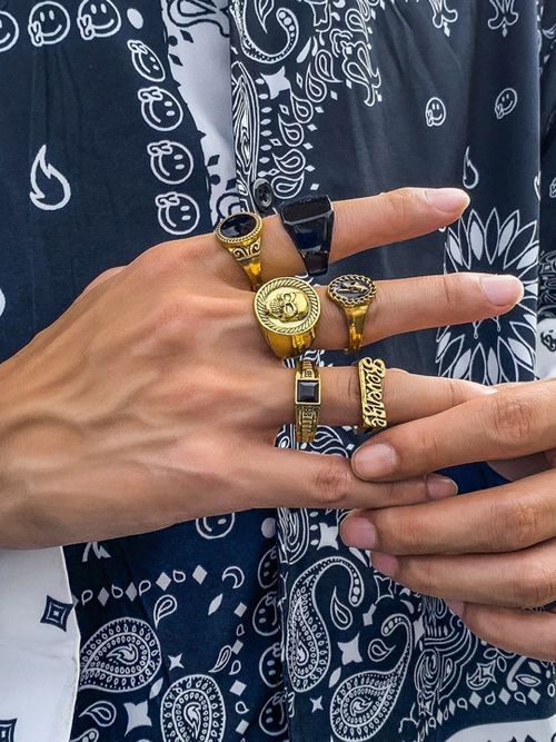 6 in 1 Light luxury metal ring set