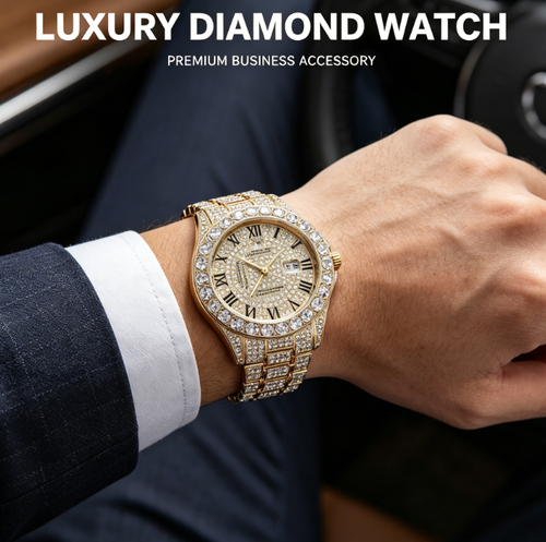 ✨DLJ-CePin✨Steel-strap watch with diamond-set Roman numerals
