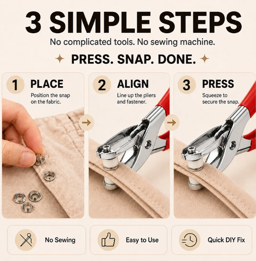 ✨DLJ-CePin✨100pcs Invisible Colored Metal Buckle & 1 Count Manual Pressure Pliers