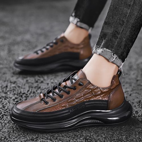 ✨Crocodile-patterned breathable genuine leather casual sports shoes