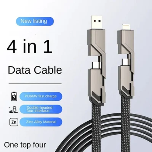 4-in-1 Flat Braided Anti-tangle Charger Cable