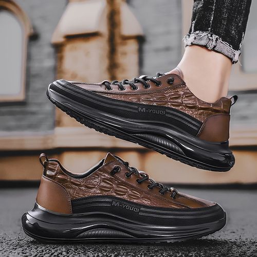 ✨Crocodile-patterned breathable genuine leather casual sports shoes