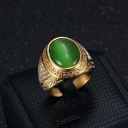 💎2 PC Imitation Cat's Eye Stone Ring Gradient Green Ring