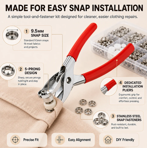 ✨DLJ-CePin✨100pcs Invisible Colored Metal Buckle & 1 Count Manual Pressure Pliers