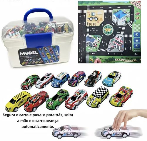 Mini caixa de oferta para rapaz carro de brinquedo bumerangue caixa de arrumação para carro com mapa liga leve carro de corrida