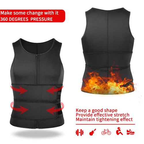 💪Men Body Shaper Sauna Vest Waist Trainer Double Belt