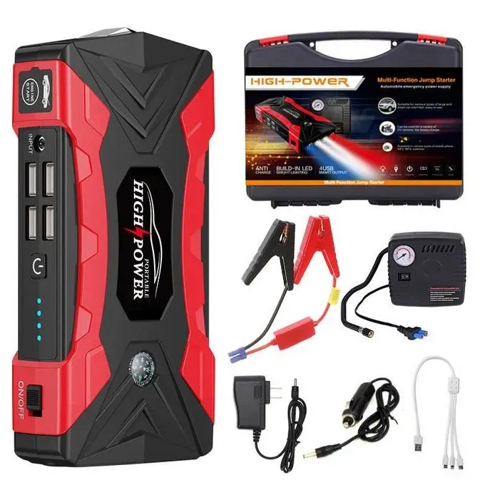 4-in-1 Ultimate multi-function: Car Jump Starter + Air Pump + Power Bank + Lighting. Cash On Delivery in Ghana.