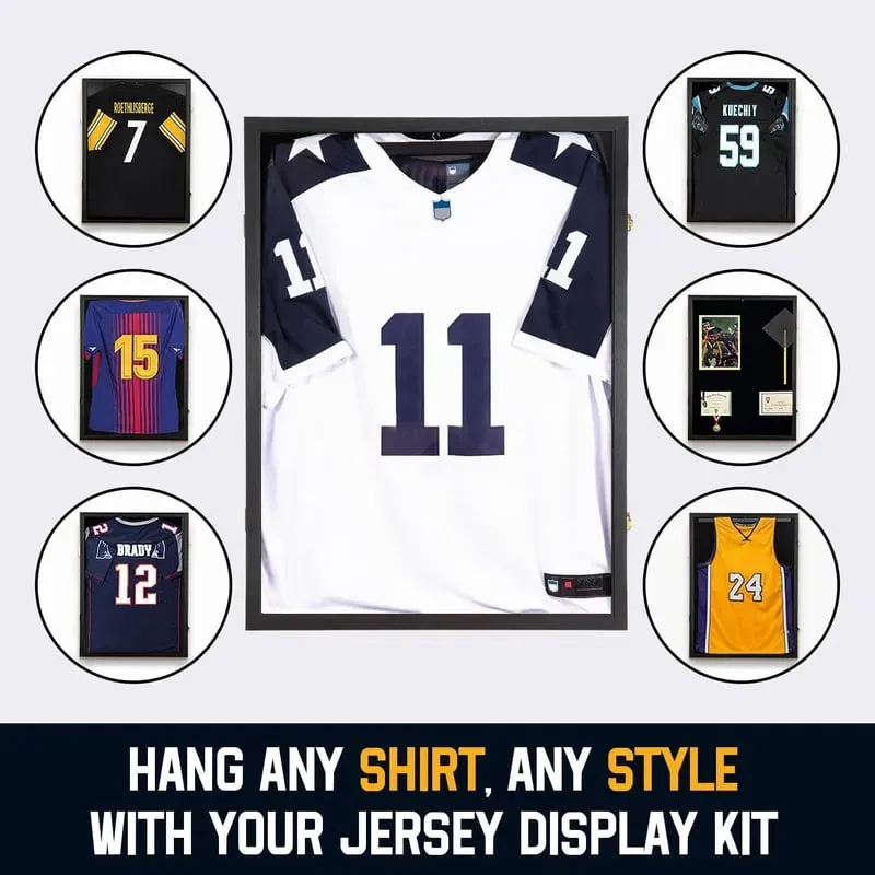 Large Wooden Jersey Display Frame Case Lockable Sport Jersey Shadow Box with 98% UV Protection Acrylic