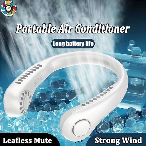 Portable Neck Fan Electric Wireless Fan USB Charging Mini Ventilator Cooling Vaneless Silent Neck Fan Sport Travel Work Learning Neck Hanging Shoulder Neck Fan Touch Third Gear Adjusts Long Range