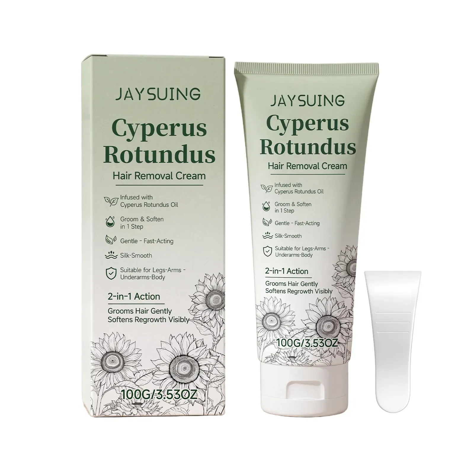 JAYSUING 2-in-1 Cyperus Rotundus Hair Removal Cream | Painless Smooth Skin & Slow Hair Regrowth