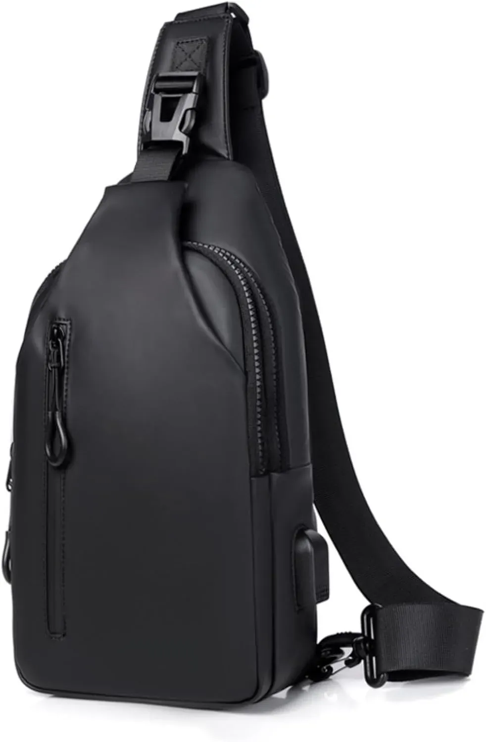 Waterproof Sling Bag for Men Crossbody Bag Shoulder travel Backpack Sling with USB Charging Port Anti Theft Cross Body Bag Chest Daypack for Hiking Sports Running Women-Black