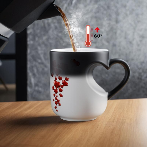 Heart-Shaped Color Changing Ceramic Mug