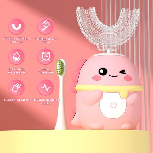 Kids Electric Toothbrush U Shaped Toddler Auto Sonic Toothbrushes