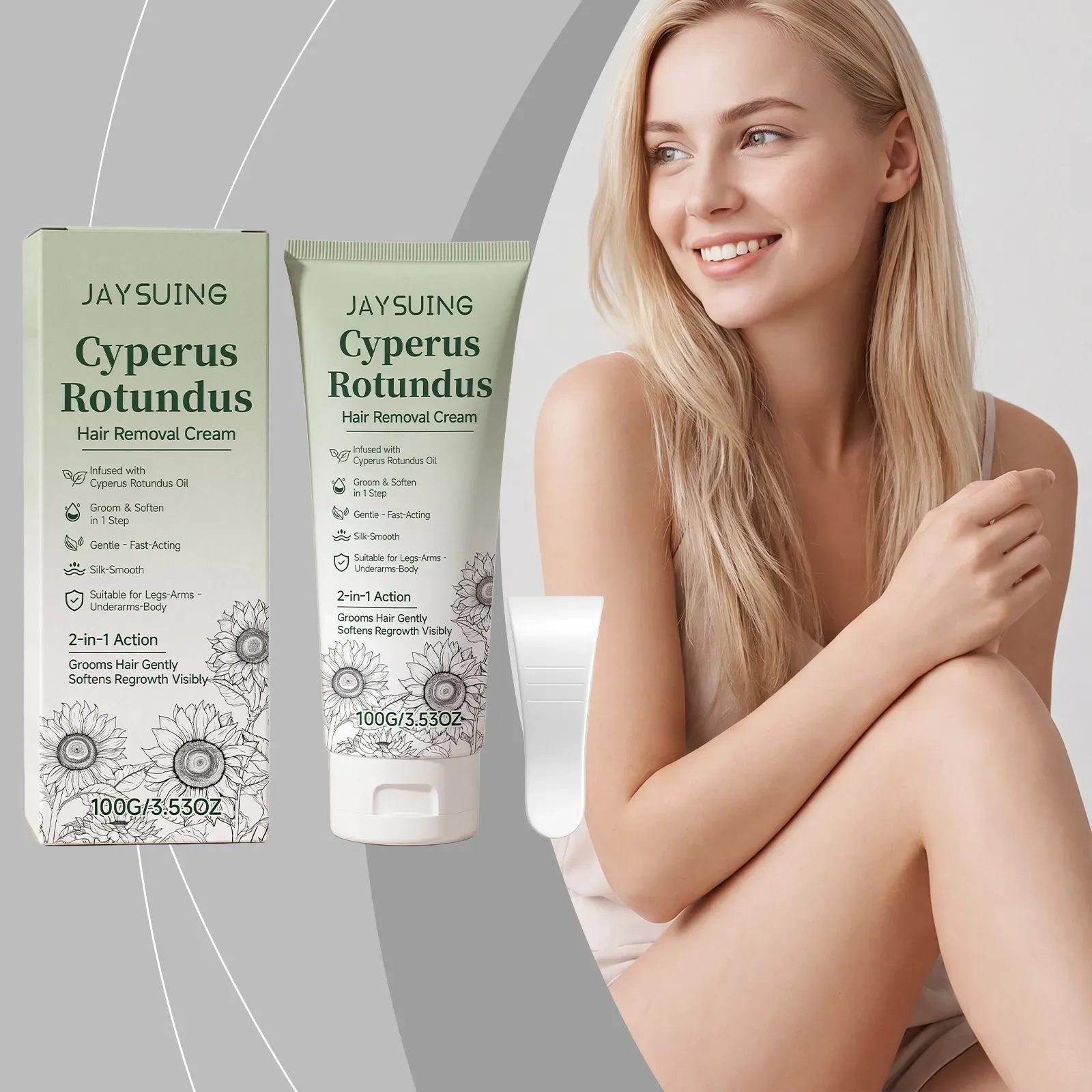 JAYSUING 2-in-1 Cyperus Rotundus Hair Removal Cream | Painless Smooth Skin & Slow Hair Regrowth
