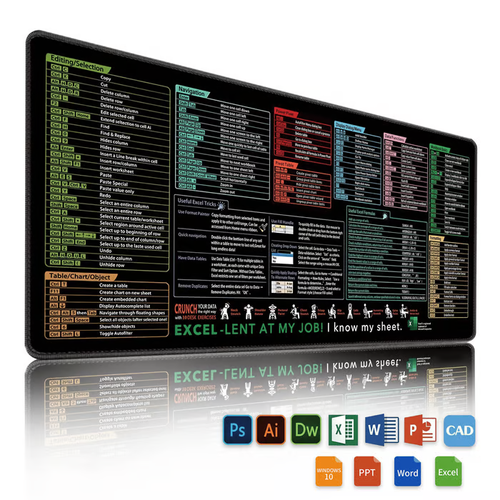Excel Cheat Sheet Desk Mat