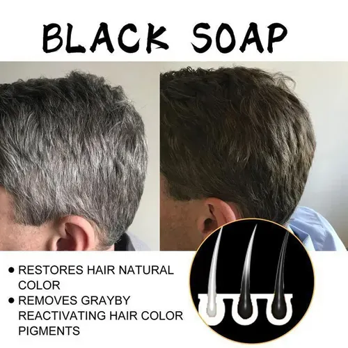 Shampoo soap for white hair to turn black hair Men's shampoo soap gently moisturizes black hair and makes it smooth