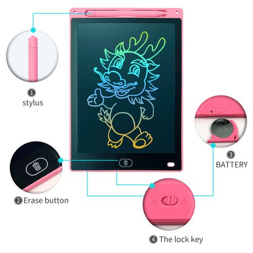Reusable kids drawing board, digital doodle tablet with screen lock, educational toy perfect as gift