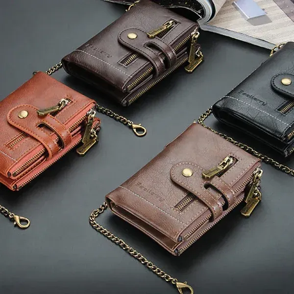 Men's Vintage Bifold Wallet with Chain