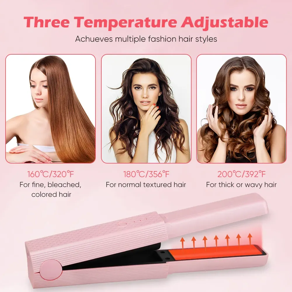 Portable flat iron cordless professional hair straightener for travel