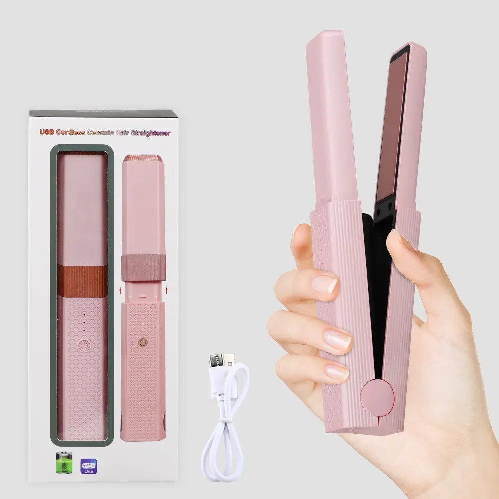 Portable flat iron cordless professional hair straightener for travel