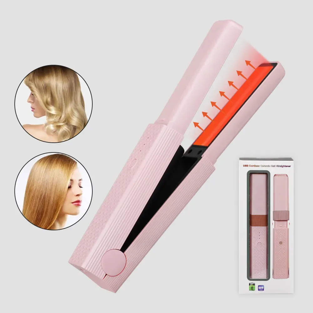 Portable flat iron cordless professional hair straightener for travel