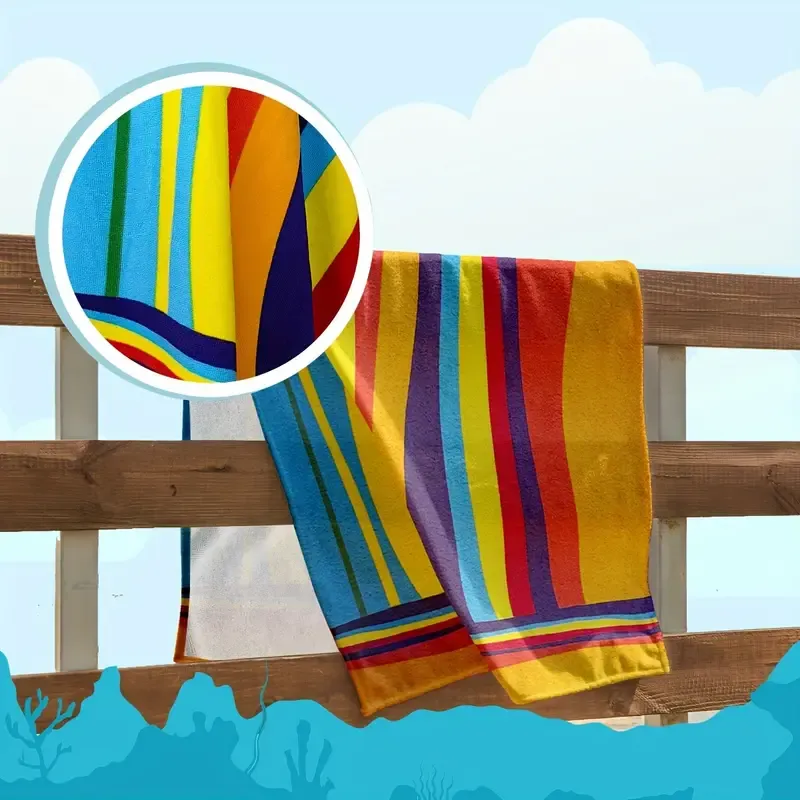 Extra Large Striped Beach Towel - Ultra-Soft Microfiber, Quick-Dry & Sand-Free, Perfect for Travel, Yoga, Camping & Swimming - Machine Washable, Beach Towel