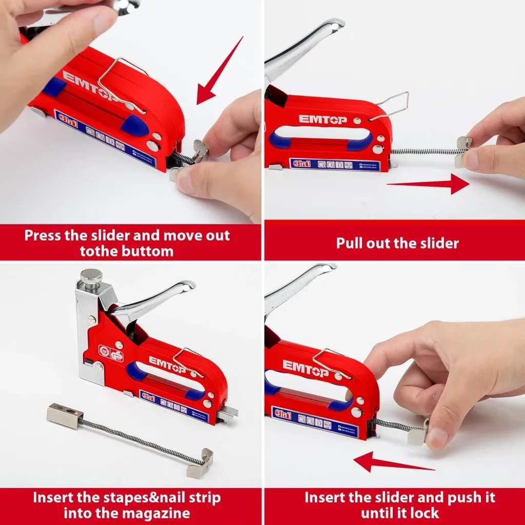 EMTOP 3 in 1 Staple Gun Kit With U-Shape Staples And Brad Nails, Powerful Hand Operated Gun Tacker Tool ESGU1001