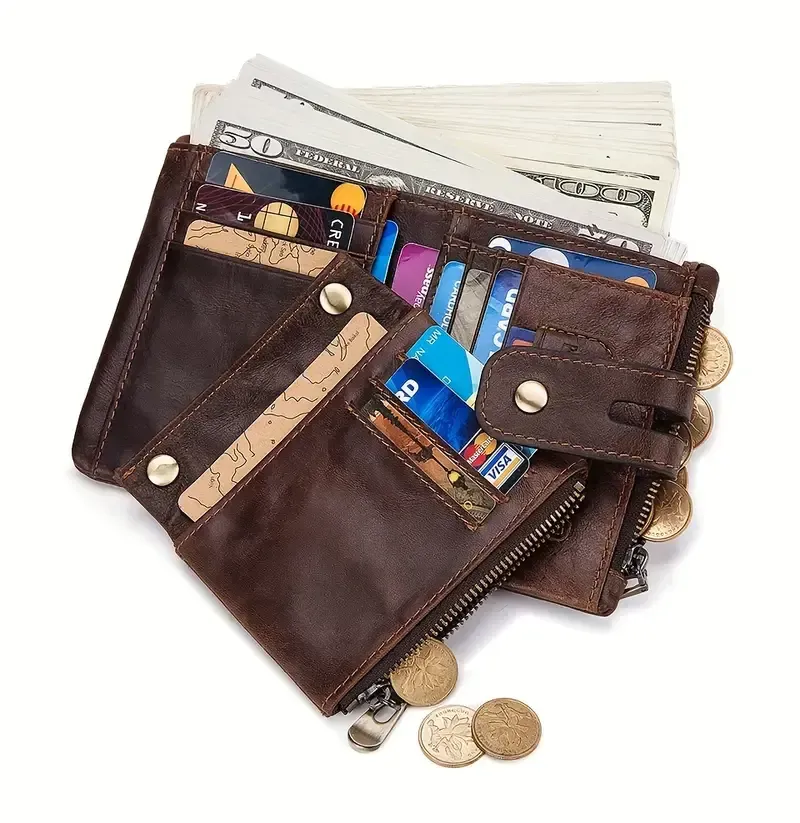 Men's Vintage Bifold Wallet with Chain