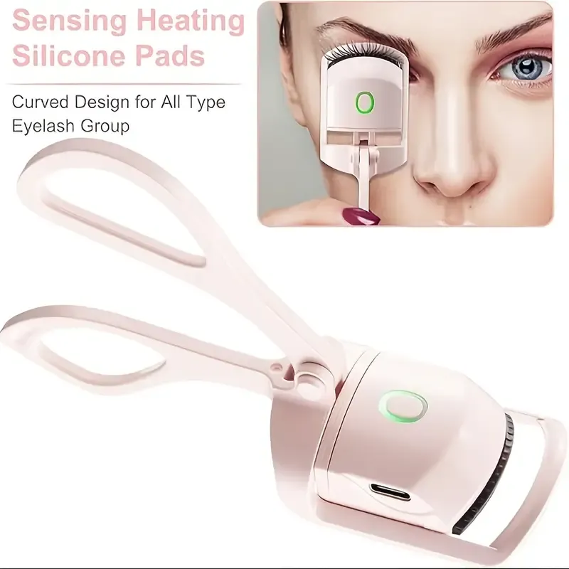 24-Hour Long-Lasting Curl Heated Eyelash Curler with Comb - USB Rechargeable,