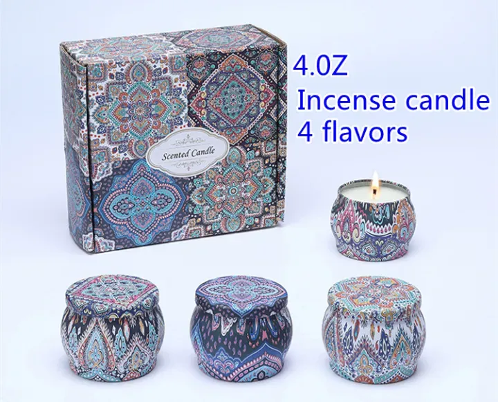 100% Natural Soybean Wax Handmade Floral And Vegetable Oil Scented Candle gift set 4 bottles4 flavors.