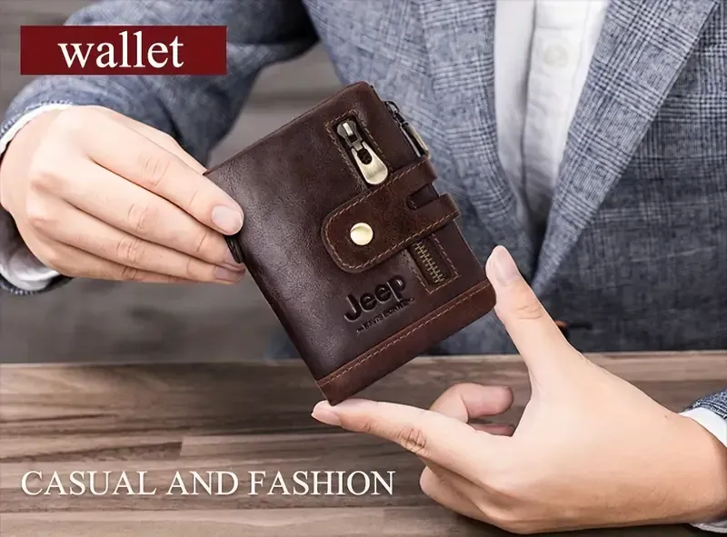 Men's Vintage Bifold Wallet with Chain