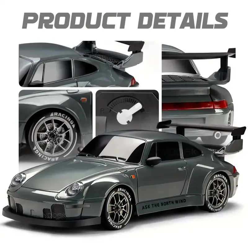 Half off clearance promotion 1:24 Scale Drift Car Remote Control Toy, 2.4GHz 4WD with Flashing Lights, Tires & Roadblock