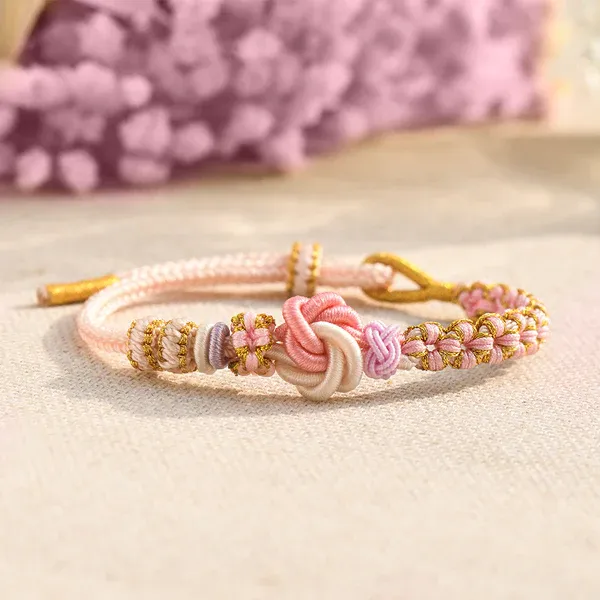 FOR DAUGHTER GRANDDAUGHTER A LINK THAT CAN NEVER BE UNDONE PEACH BLOSSOM KNOT BRACELET🎀