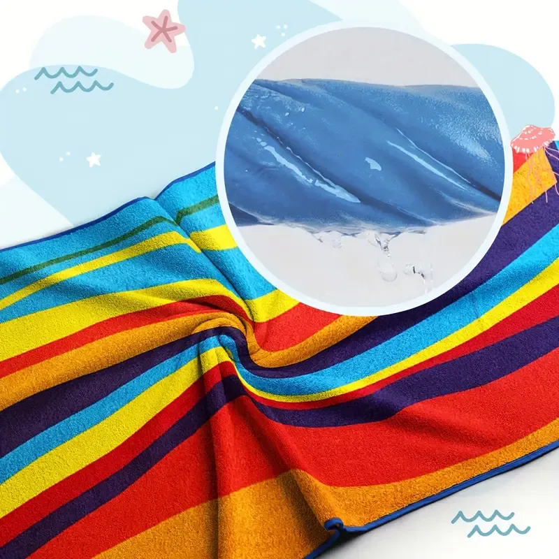 Extra Large Striped Beach Towel - Ultra-Soft Microfiber, Quick-Dry & Sand-Free, Perfect for Travel, Yoga, Camping & Swimming - Machine Washable, Beach Towel