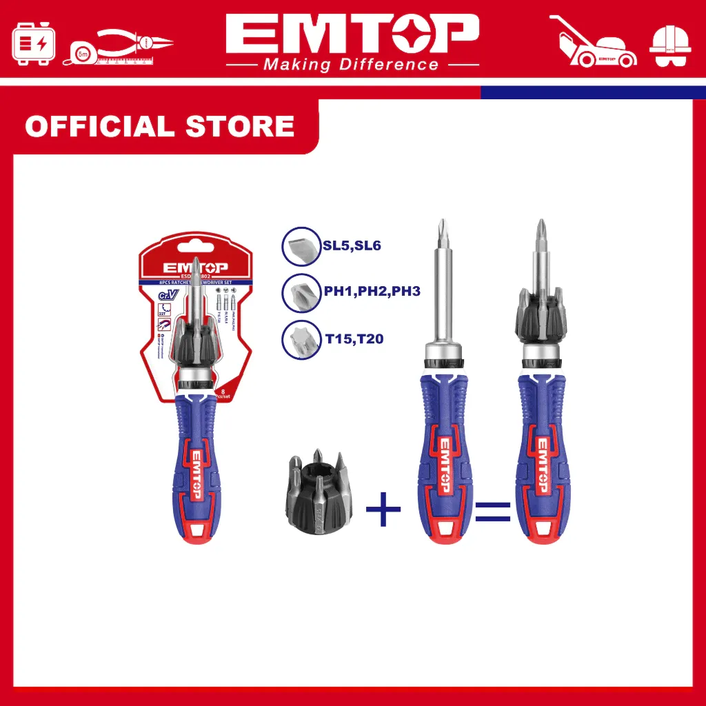 8pcs multi-purpose Magnetic Ratcheting Screwdriver Set Repair Tool Kits ESDRH0802