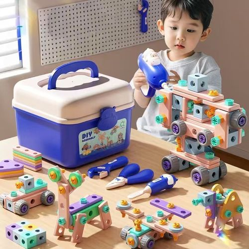 DIY Montessori Educational Toys for Children: Hippo Tool Assembly Set with Electric Drill Early Learning Building Kit