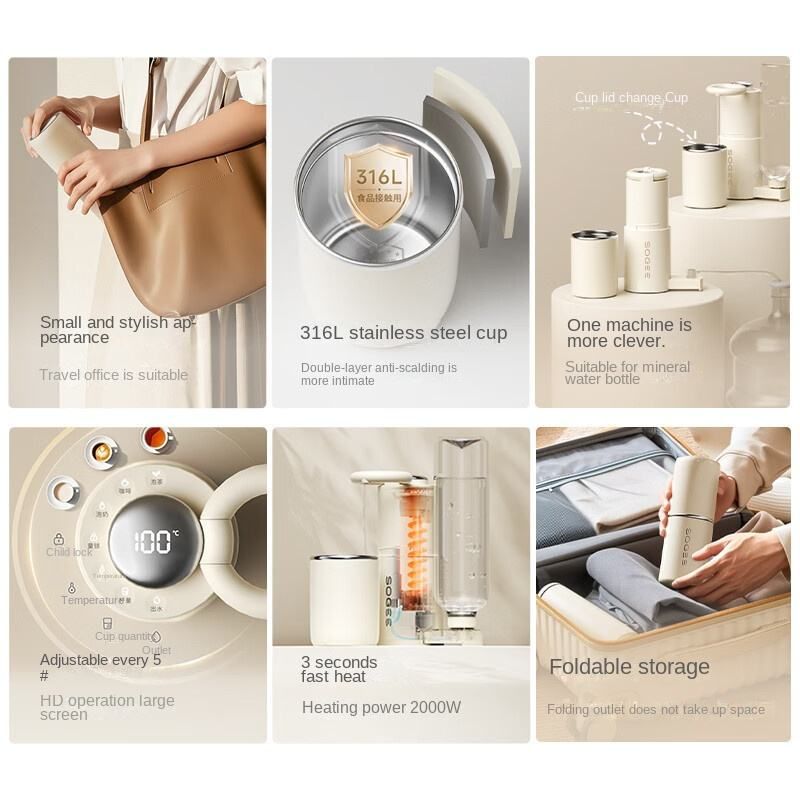 Portable Desktop Instant Hot Water Heater, 3-Second Hot Water, Travel, Home Use, Mini Small Electric Kettle