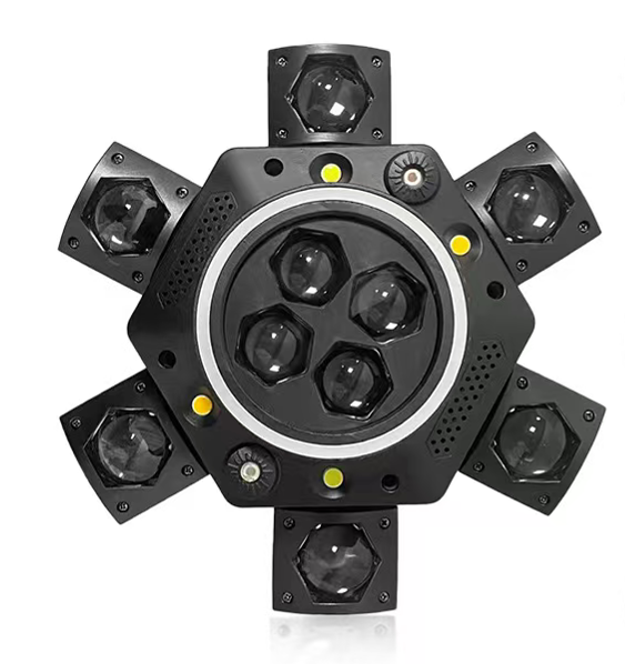 6 Arm Bee Eye DJ LED Strobe Disco Stage Light 150W 120W RGBW Laser Party Light Wedding Theme Park Remote Control Beam Moving Head