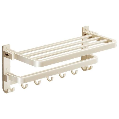 Cream-Style Towel Rack - No-Drill White Space Aluminium Bathroom Towel Shelving Unit, Bathroom Wall Accessory