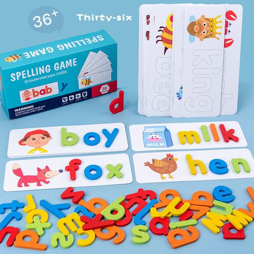 Educational Kid Learning Toy Wooden Block Puzzle Alphabet Cognition Spelling Game 26 English Alphabet